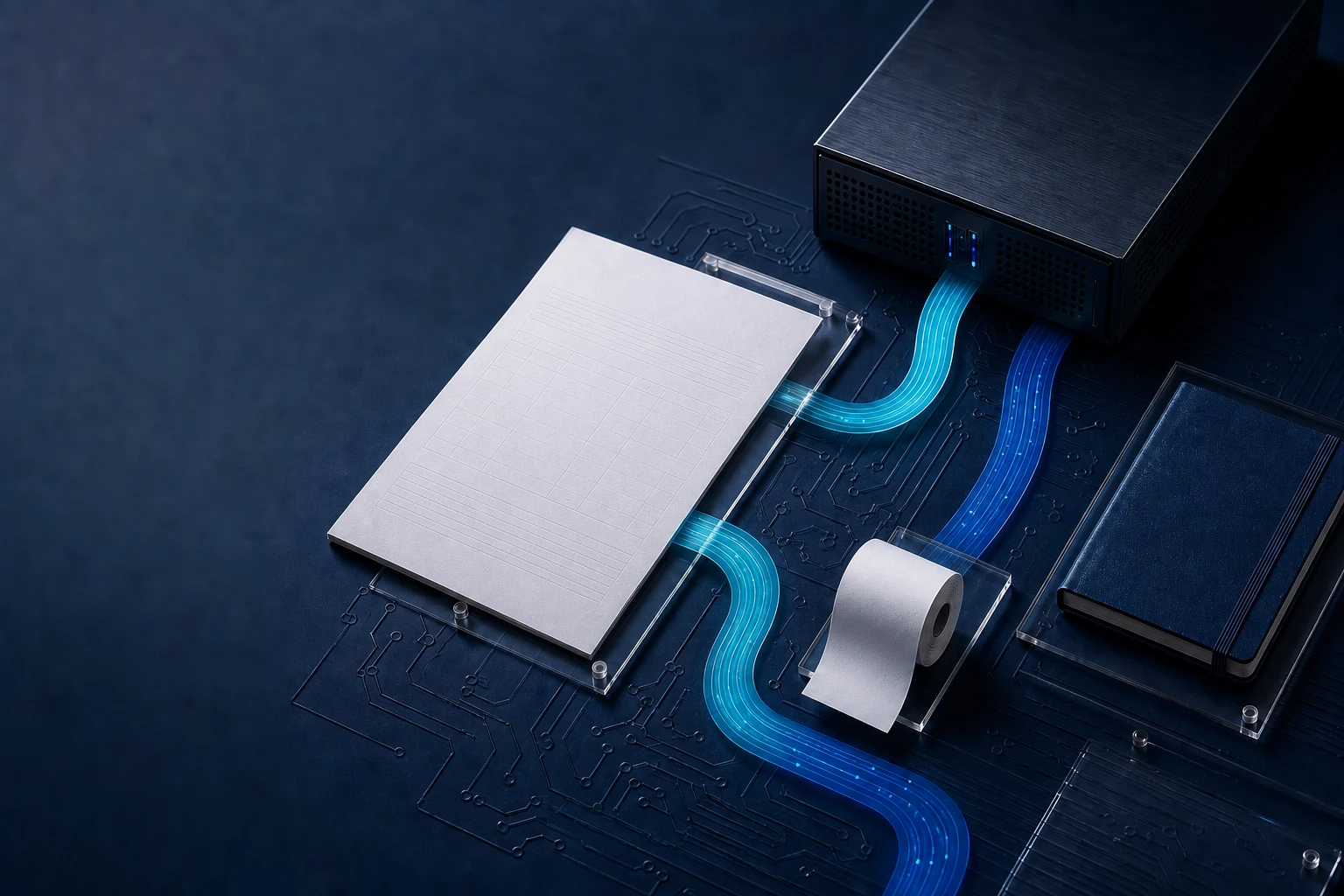Two secure data paths connecting Kenyan business invoices to a system integration server